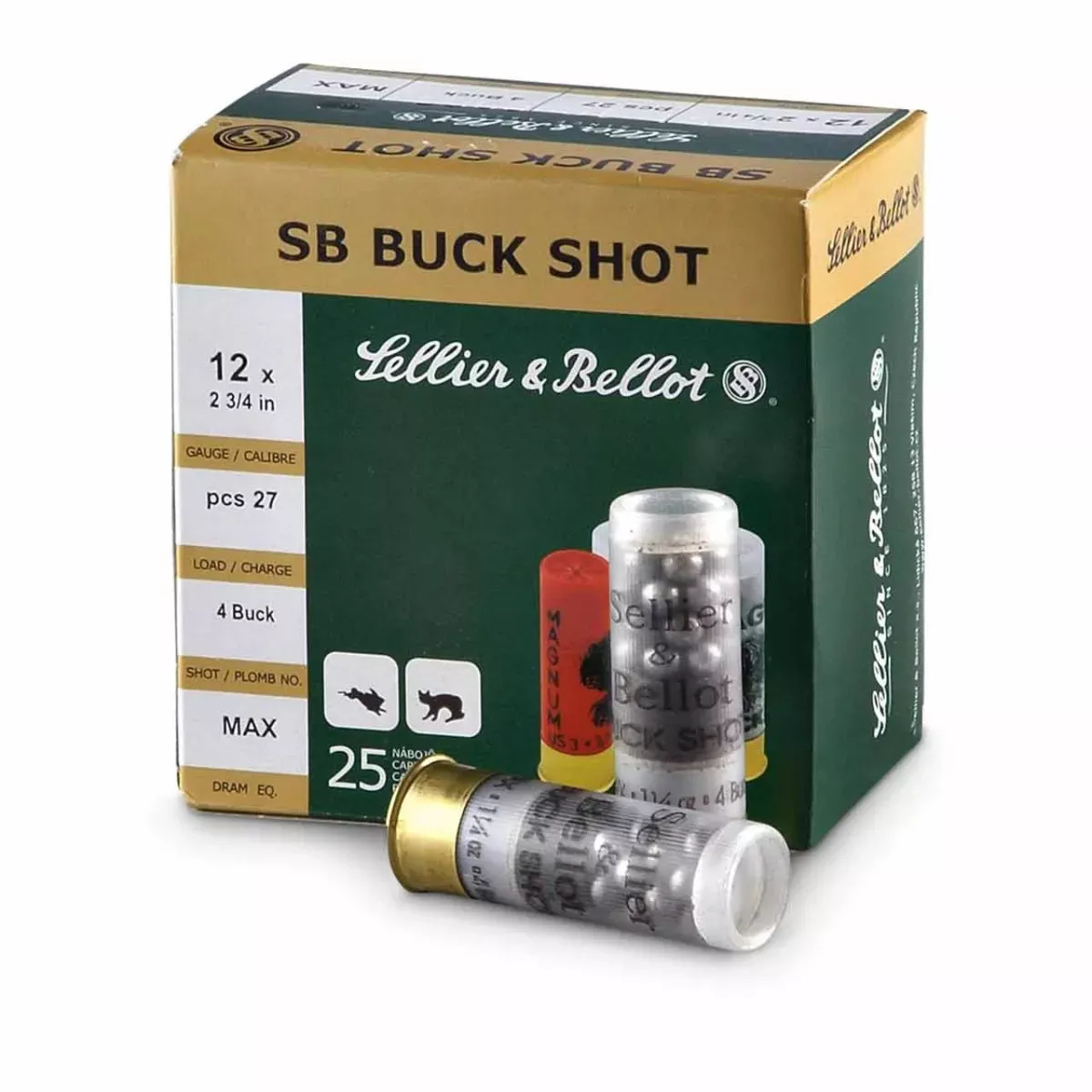 Sellier & Bellot 12ga 2-3/4" #4 Bk 25rd