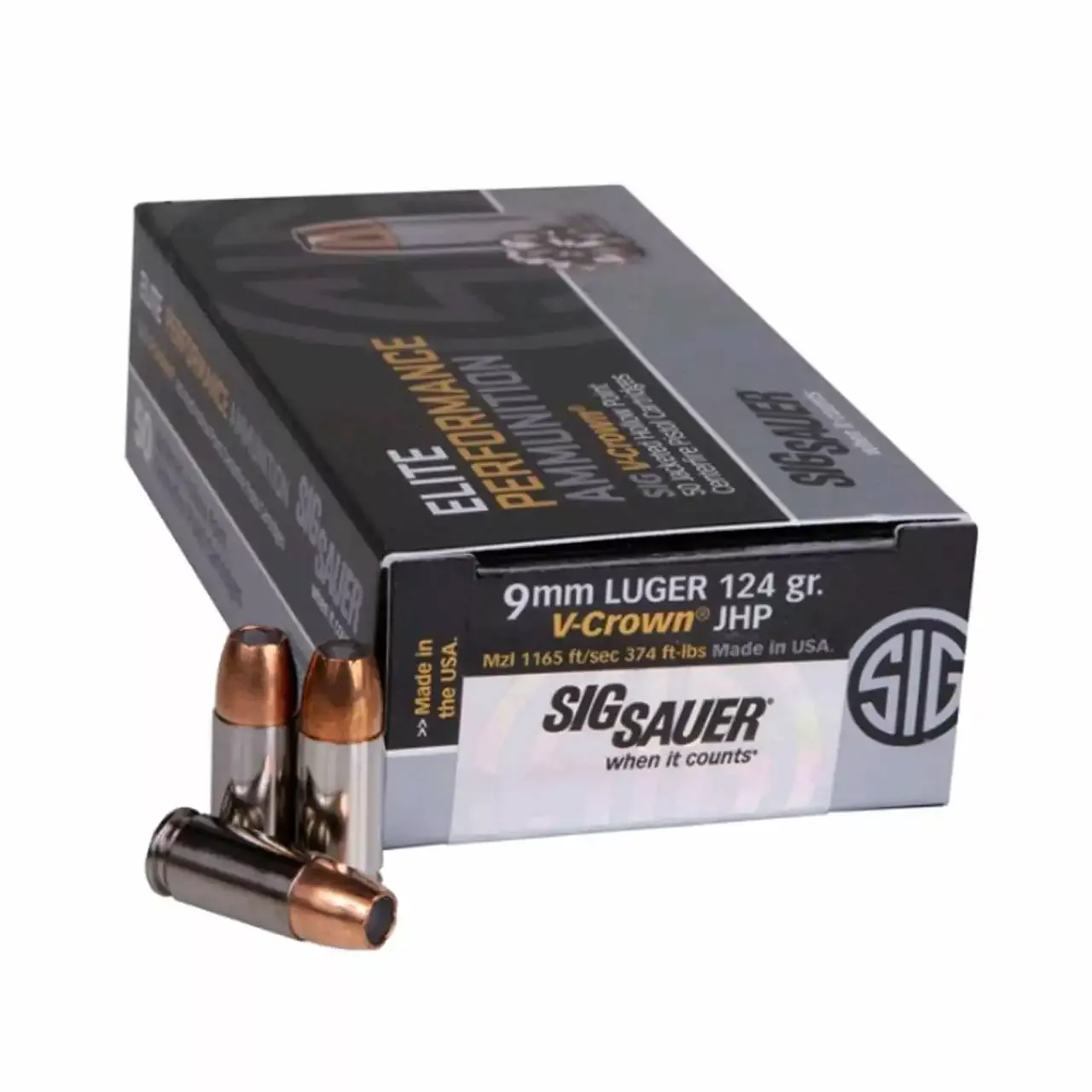 Sig Sauer 9mm 124gr JHP 50rd Box