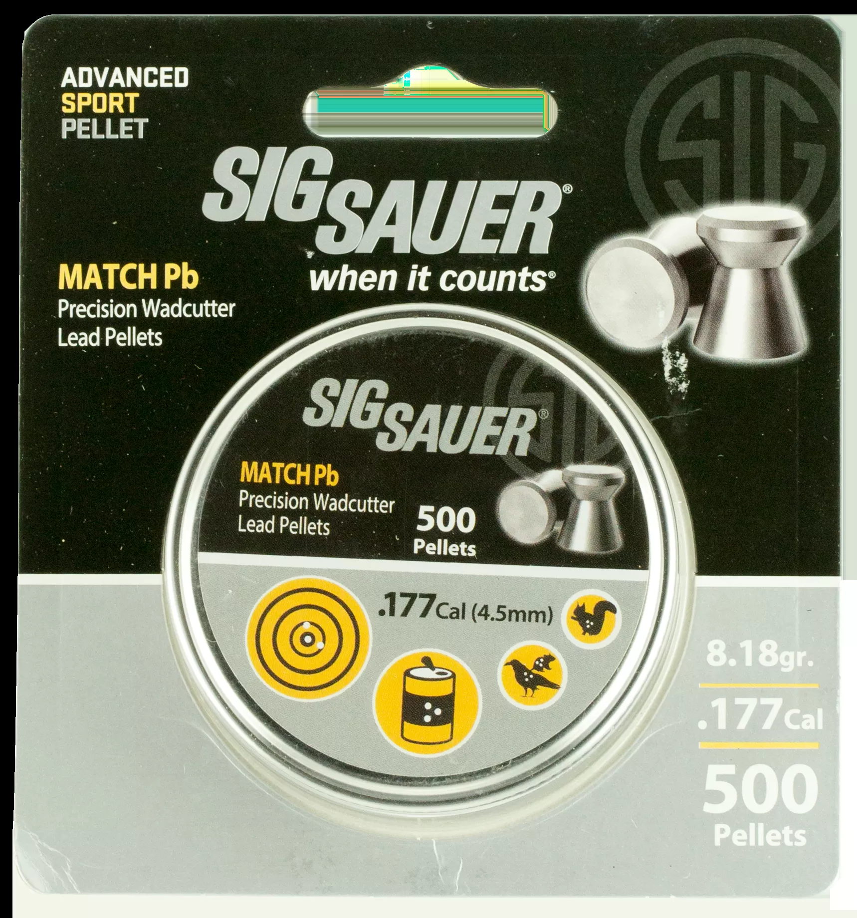 Sig Sauer Airguns Match 177 Lead Flat Nose 500 Per Tin