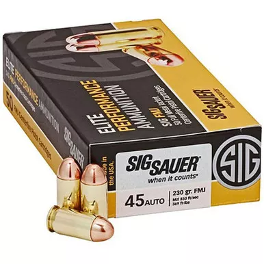 Sig Sauer Elite Performance Ammunition 45 ACP 230GR FMJ, E45BA3-50