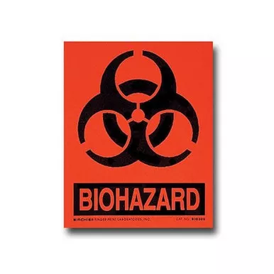 Sirchie BIO200 BioHazard Labels, Black on Fluorescent Red, 4" x 5", 100 Pack