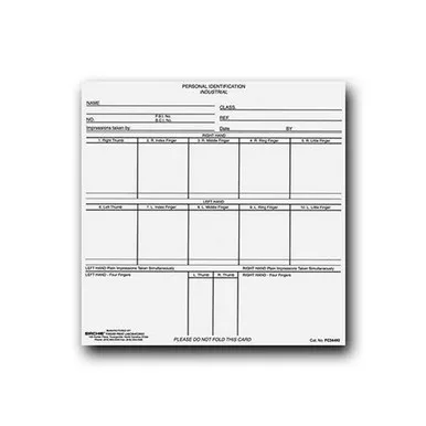 Sirchie FC334 Personal Record Cards, 8" x 8", 100 Pack