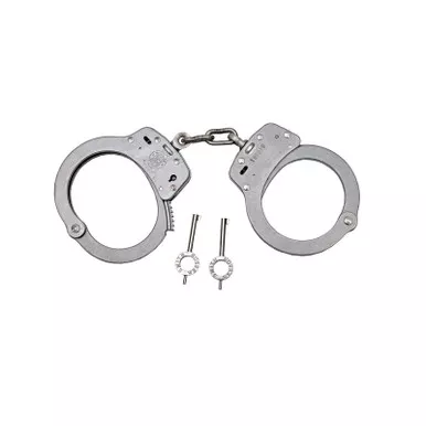 Smith & Wesson 350105 Model 103 Chain-Linked Slot Lock Handcuffs & Keys, Stainless Steel