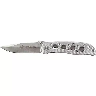 Smith & Wesson CK105H Extreme Ops Liner Lock Folding Knife 3.22" 7Cr17MoV High Carbon Stainless Steel Drop Point Blade, Stainless Steel Handle