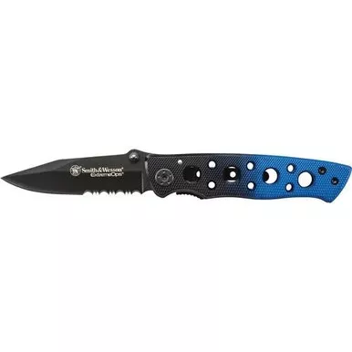 Smith & Wesson CK111S Extreme Ops Liner Lock Folding Knife 3.1" 7Cr17MoV High Carbon Stainless Steel Partially Serrated Blade, Aluminum Handle