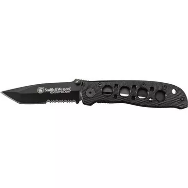 Smith & Wesson CK5TBS Extreme Ops Liner Lock Folding Knife 3.25" 7Cr17MoV High Carbon Stainless Steel Blade, Black Aluminum Handle
