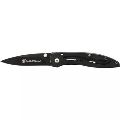 Smith & Wesson CKLPB Frame Lock Folding Pocket Knife 2.28" 7Cr17MoV High Carbon Stainless Steel Drop Point Blade, Black Handle