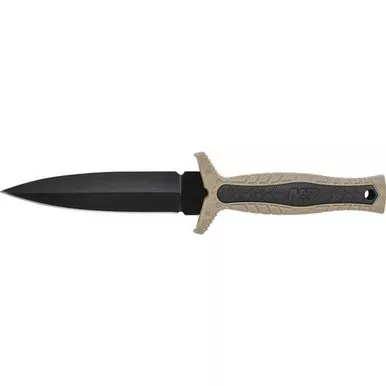 Smith & Wesson SWMPF3BR M&P Full Tang Fixed Blade Boot Knife 4.57" 8Cr13MoV High Carbon Stainless Steel Single Edge Spear Point Blade, Black & Sand Handle