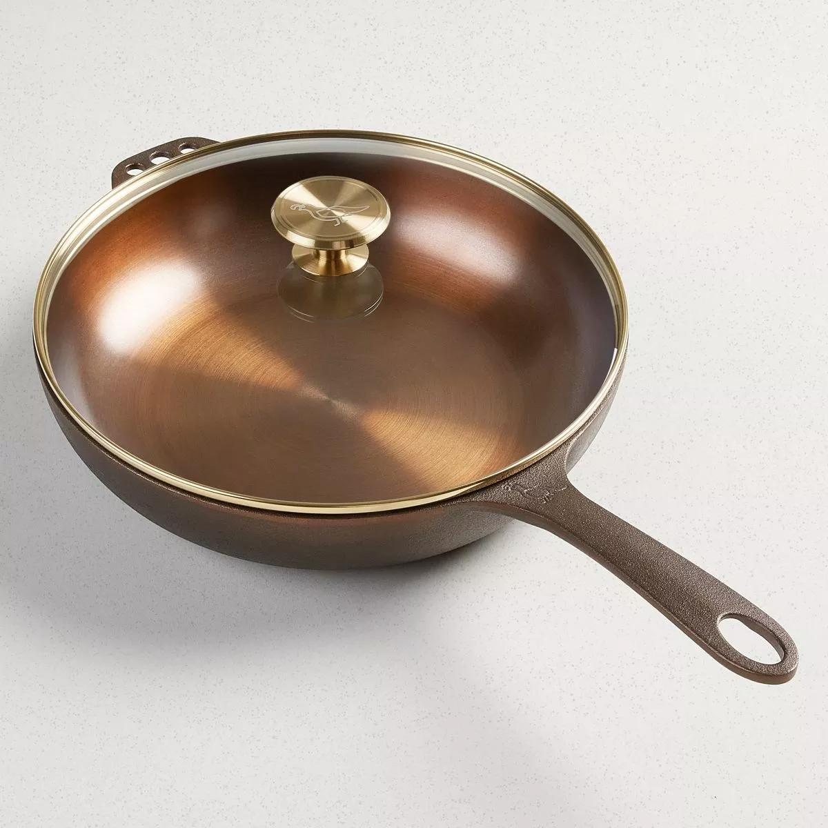 Smithey Ironware 11″ Cast Iron Deep Skillet With Lid
