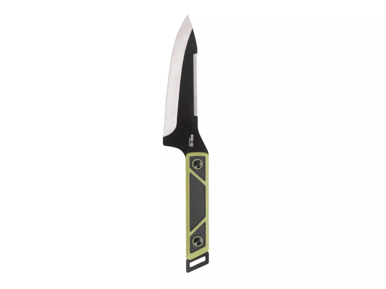 SOG TerraGrip Camp Knife, Black/Green, Ambidextrous, Fixed Blade