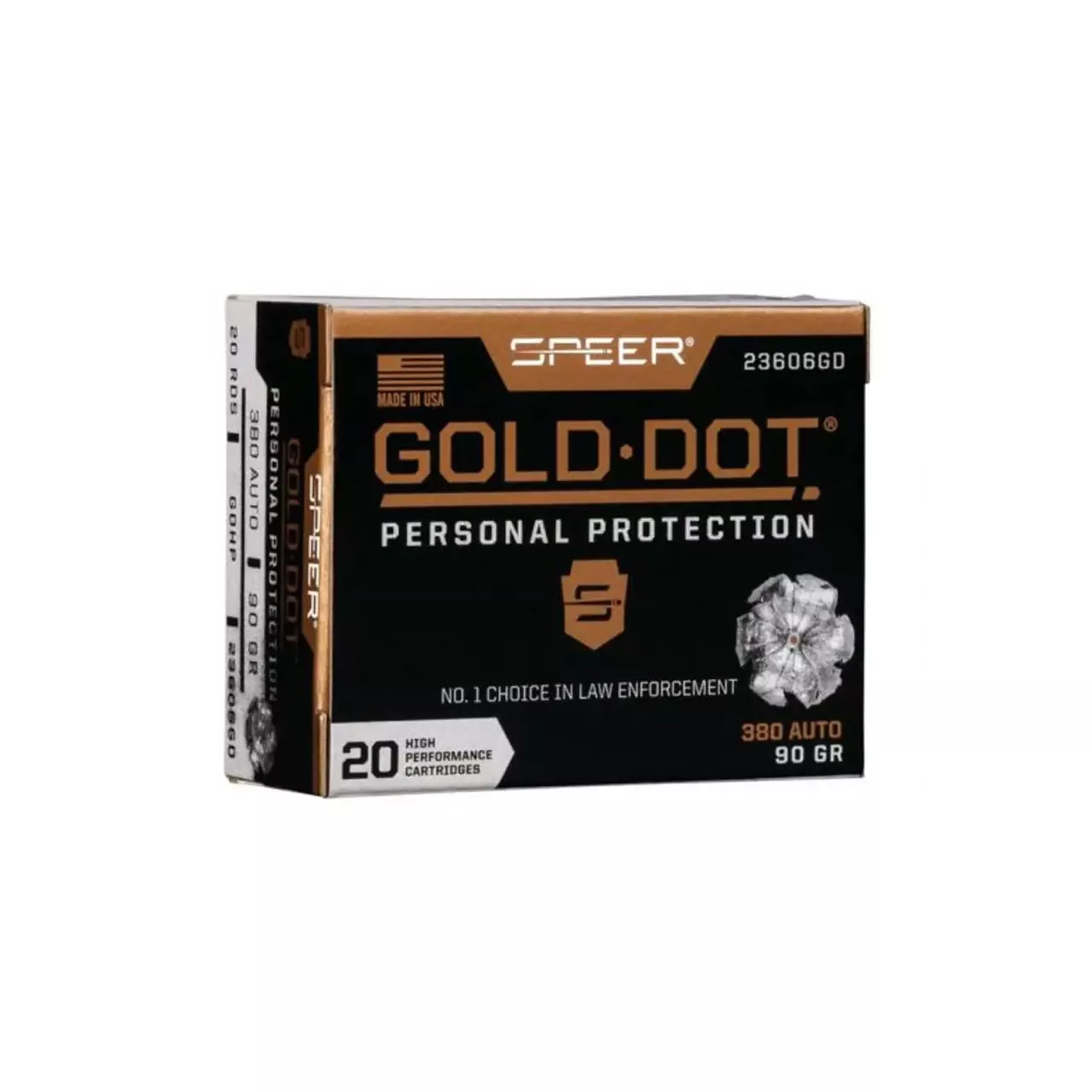 Speer 380 ACP 90gr Gold Dot HP 20rd Box