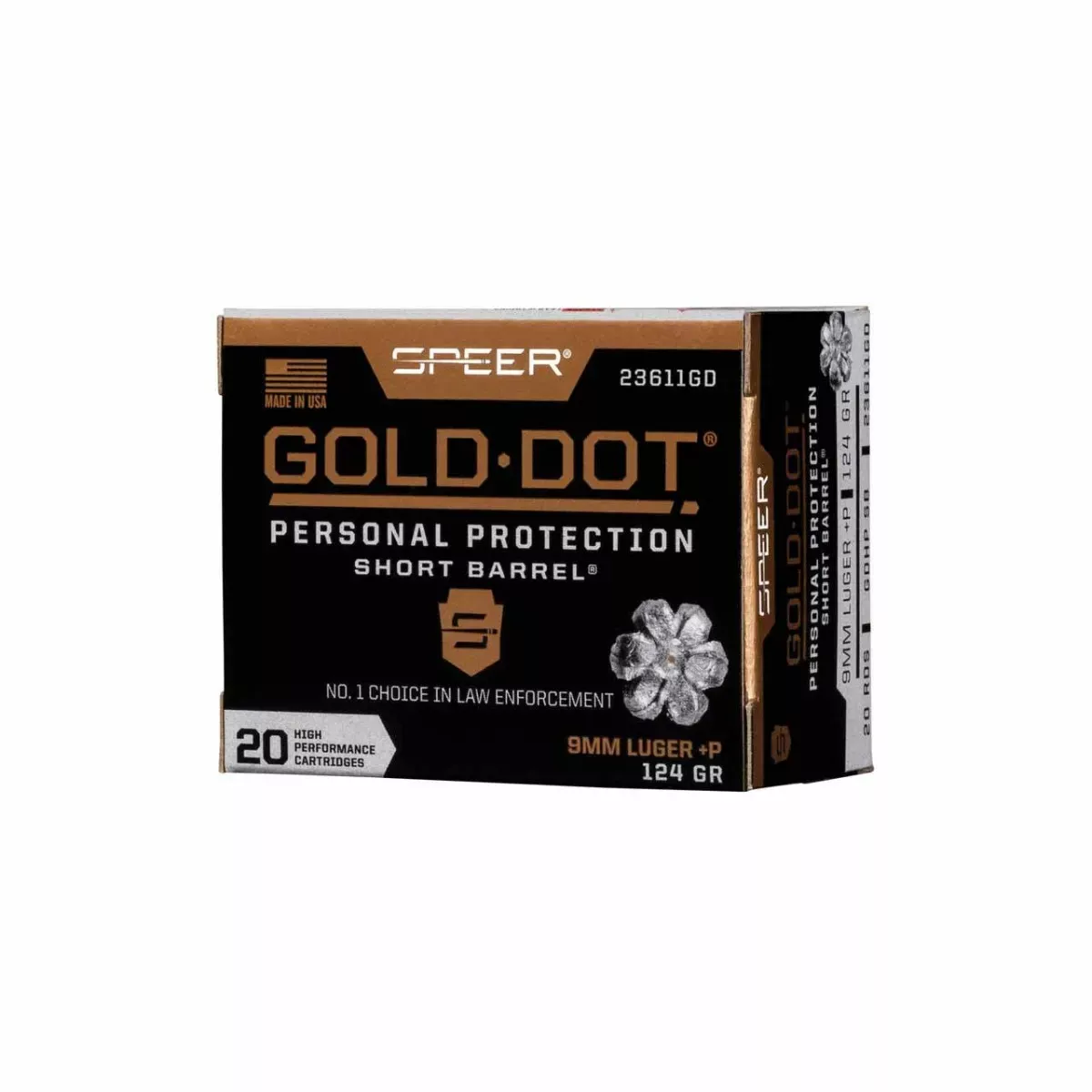 Speer 9MM +P 124GR JHP Short barrel 20rd