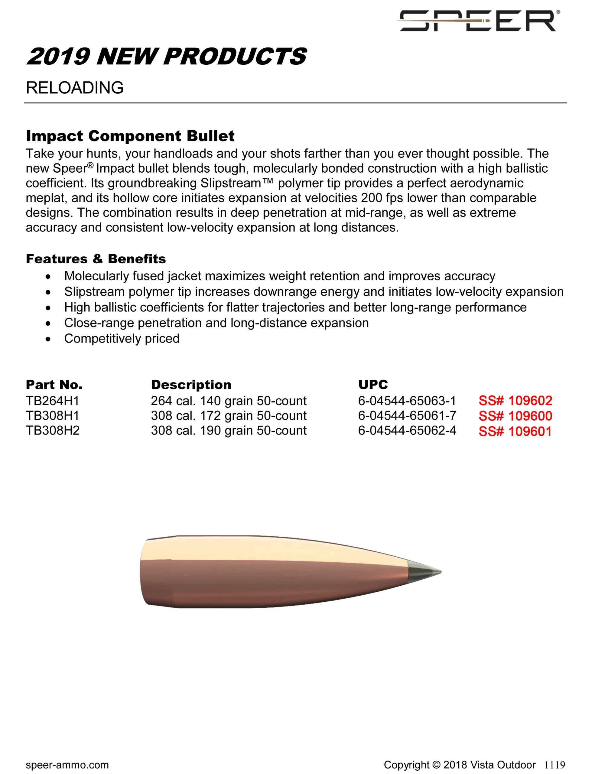 Speer Ammo Impact, Speer Tb308h2 Bull .308 190 50