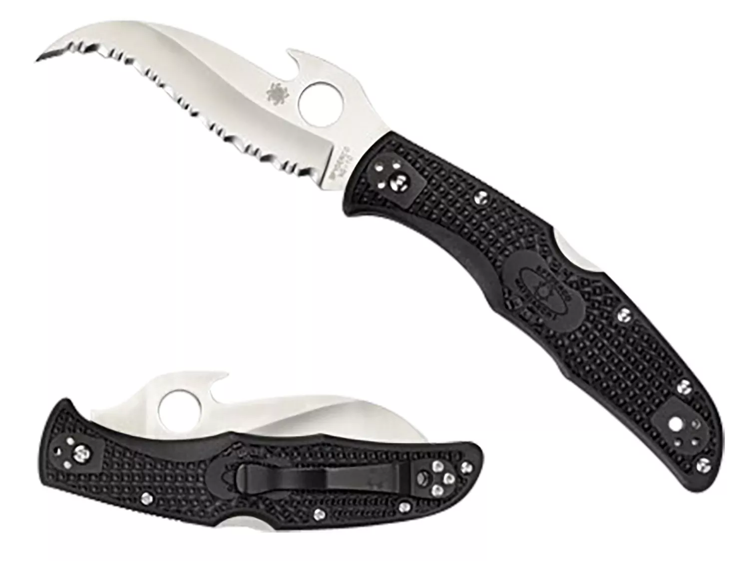Spyderco 3.57" Serrated VG-10 Blade Black FRN Handle Folding Knife