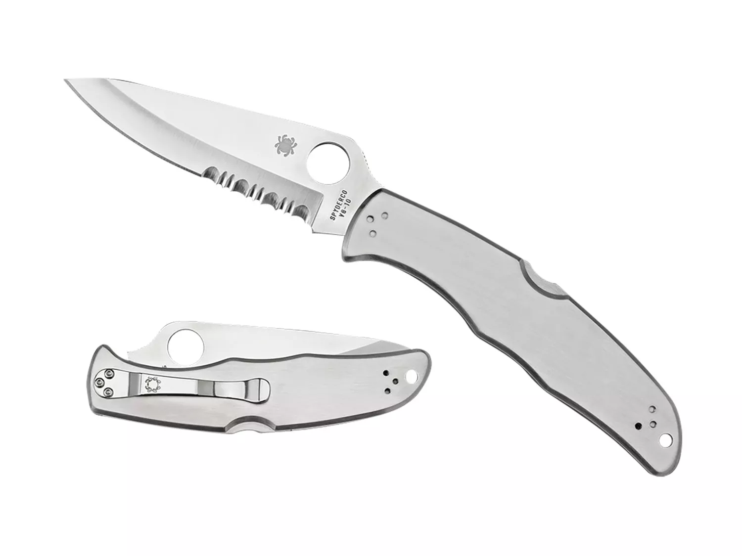 Spyderco 3.85" VG-10 Blade Satin Stainless Steel Handle Folding Knife