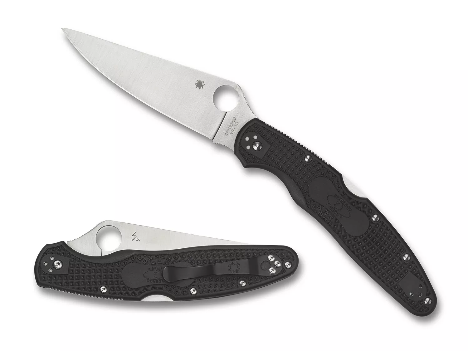 Spyderco 4.39" Folding VG-10 Satin Blade Black Textured FRN Handle