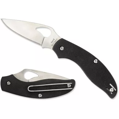 Spyderco BY23GP byrd Tern Folding Knife 2.75" 8Cr13Mov Plain Edge Blade, Black G-10 Handle