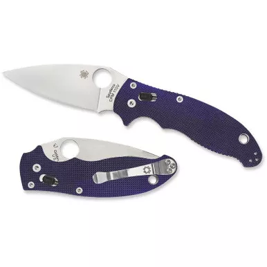 Spyderco C101GPDBL2 Manix 2 Folding Knife 3.37" CPM-S110V Plain Edge Blade, Dark Blue G-10 Handle