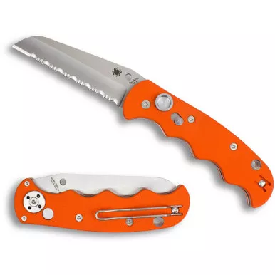 Spyderco C165GSOR Autonomy 2 Automatic Knife 3.70" H-2 Serrated Edge Blade, Orange G-10 Handle