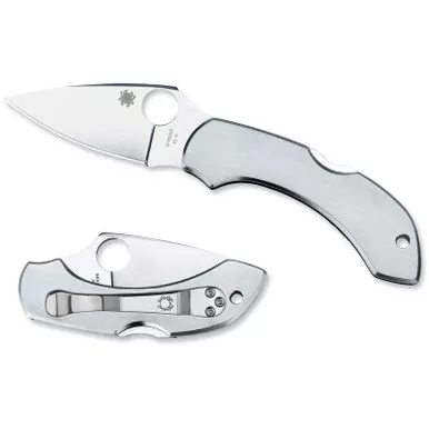 Spyderco C28P Dragonfly 2 Folding Knife 2.31" VG-10 Plain Edge Blade, Stainless Steel Handle