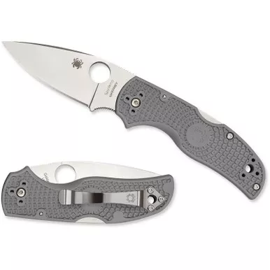 Spyderco C41PGY5 Native 5 Lightweight Folding Knife 2.95" Maxamet Plain Edge Blade, Gray FRN Handle