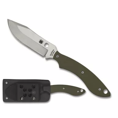 Spyderco FB49GPOD Stok Bowie Fixed Knife 2.95" 8Cr13MoV Plain Edge Blade, Olive Drab G-10 Handle