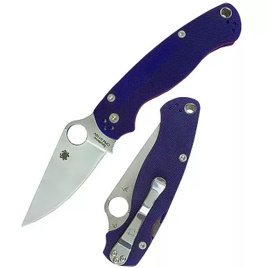 Spyderco Para Military 2 Folding 3.44" Drop Point CPM S110V Steel G-10 Handle Dark Blue