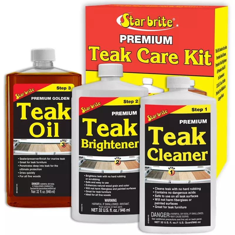 Star brite Premium Teak Care Kit – Step 1, Step 2,Step 3 – 32 oz