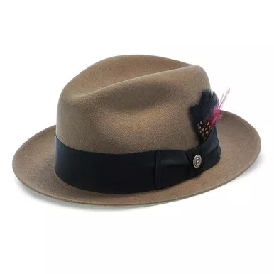 STETSON Frederick Wool Felt Camel Fedora Hat (TWFRDK-822010)