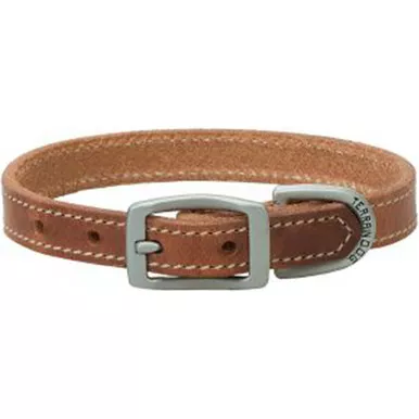 Straight Collar Leather - Russett, 3/4" x 17"