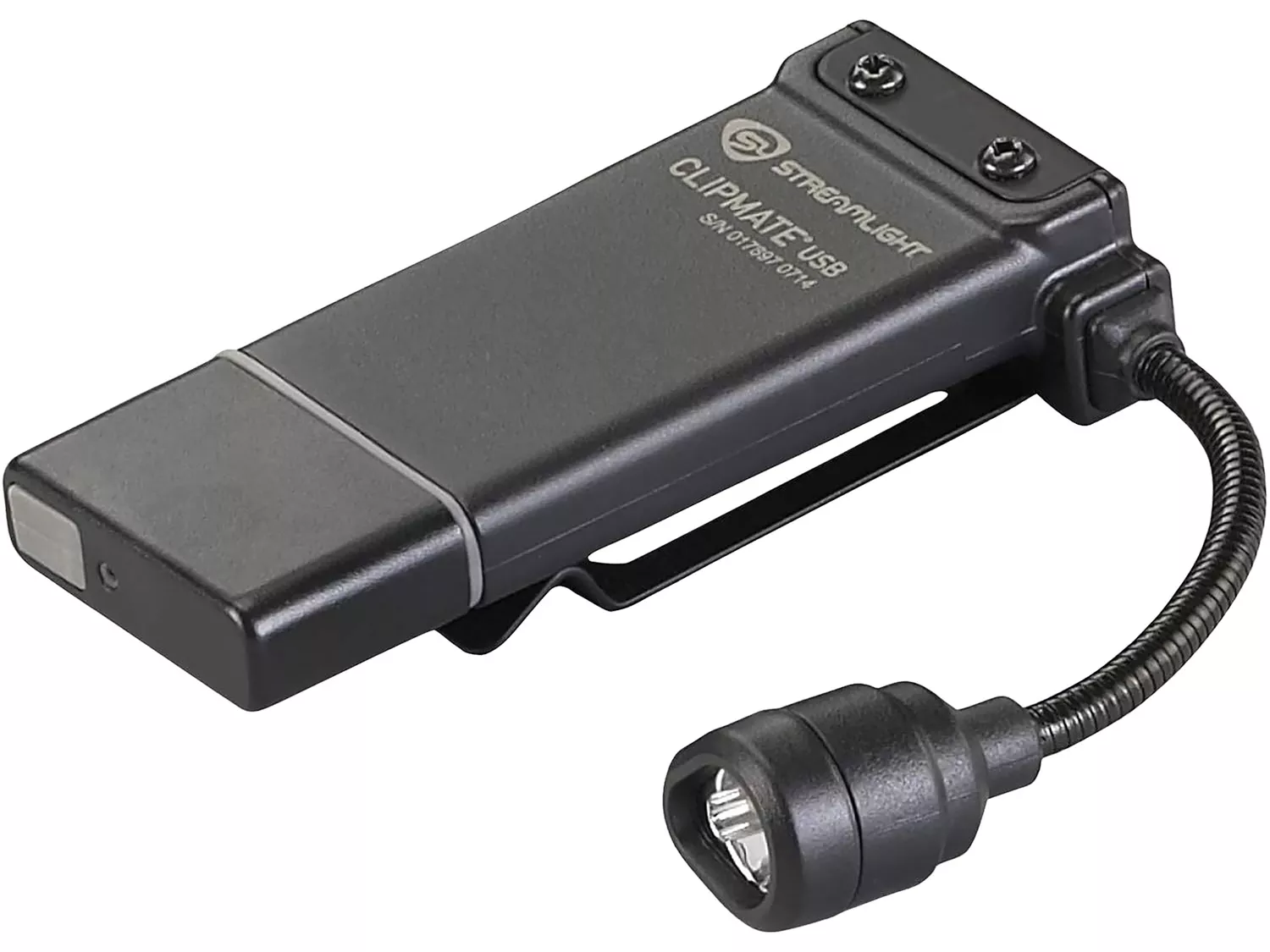 Streamlight ClipMate USB Clip-On Light Black 0.2/0.5/10/70 Lumens White/Red LED