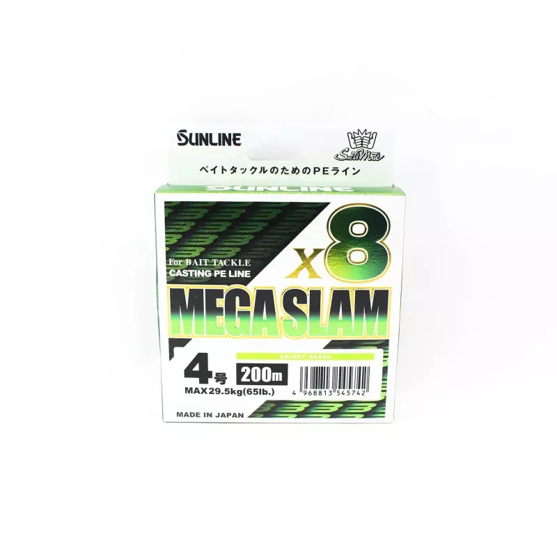 Sunline P.E Line X8 Mega Slam Casting 200m P.E 4 65lb Lime Green (5742)