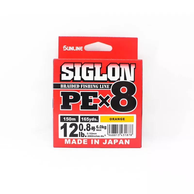 Sunline P.E Line X8 Siglon 150M P.E 0.8 12LB Orange (1878)