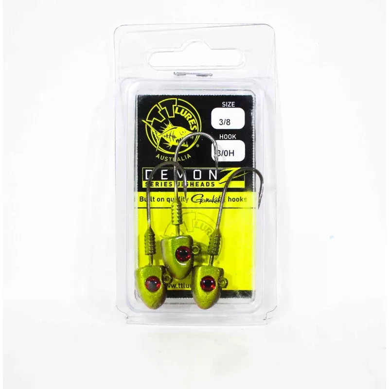 Tackle Tactics TT Demonz Jig Head 3/8oz 3/0H 3/pack Green (7617)