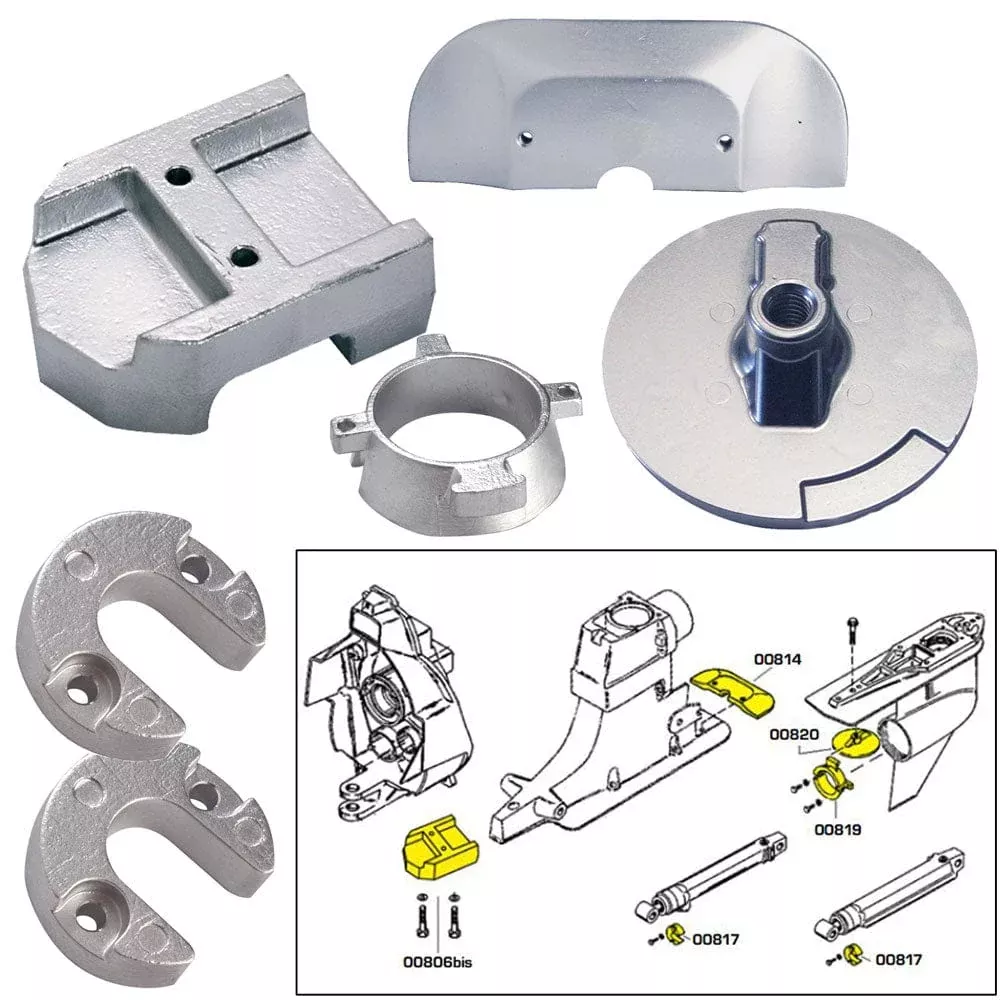 Tecnoseal Anode Kit w/Hardware – Mercury Alpha 1 Gen 2 – Magnesium