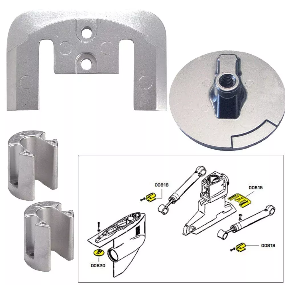 Tecnoseal Anode Kit w/Hardware – Mercury Bravo 2-3 up to 2003 – Magnesium