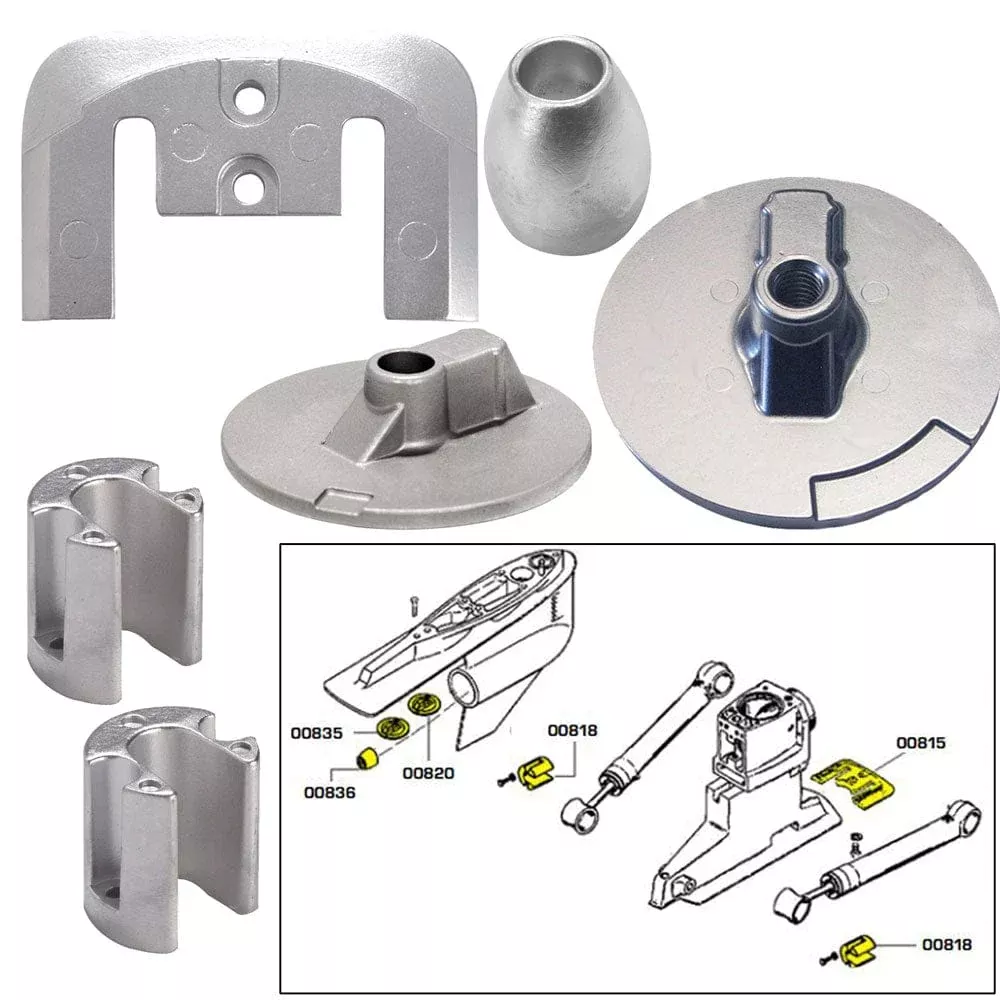 Tecnoseal Anode Kit w/Hardware – Mercury Bravo 3 2004-Present – Magnesium