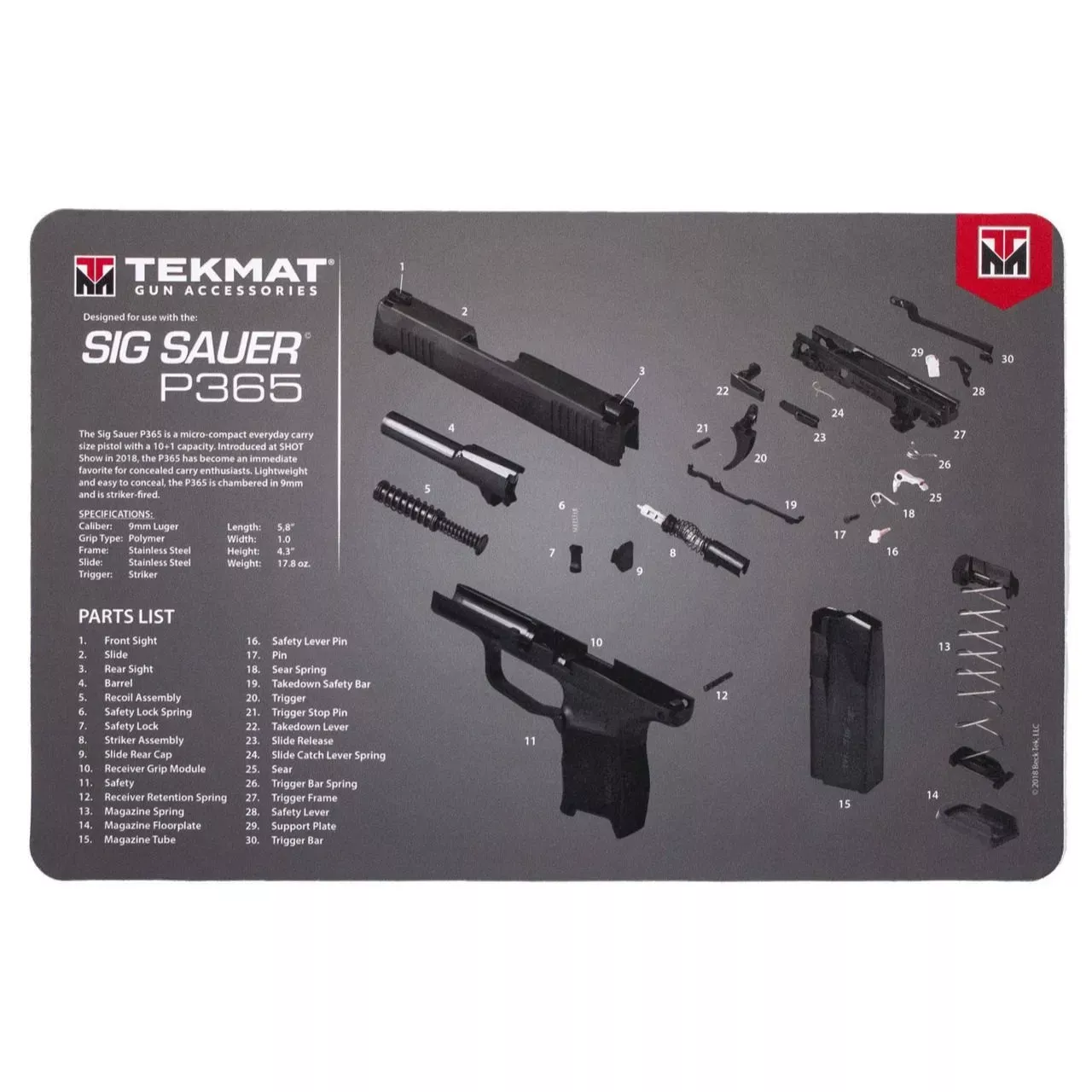 TekMat Sig Sauer P365 17" Gun Cleaning Mat