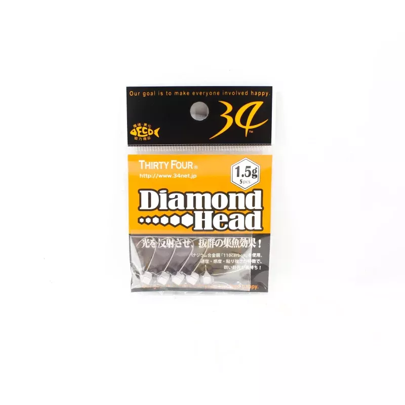 Thirty Four Jig Head Diamond Head 1.5 grams 5 per pack (2067)