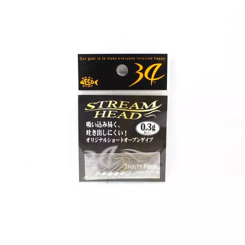 Thirty Four Jig Head Stream Head 0.3 grams 5 per pack (2081)