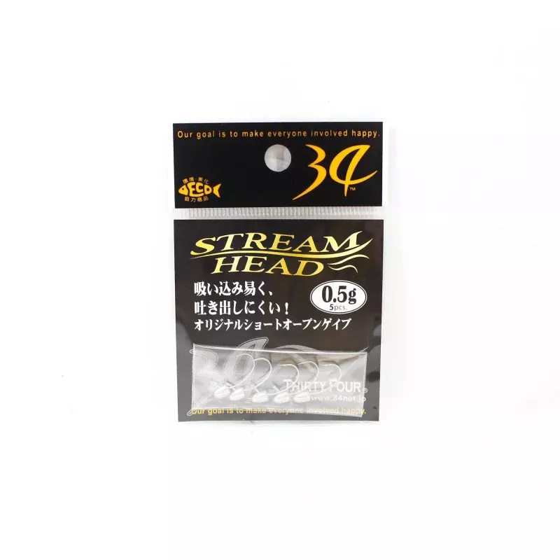 Thirty Four Jig Head Stream Head 0.5 grams 5 per pack (2098)
