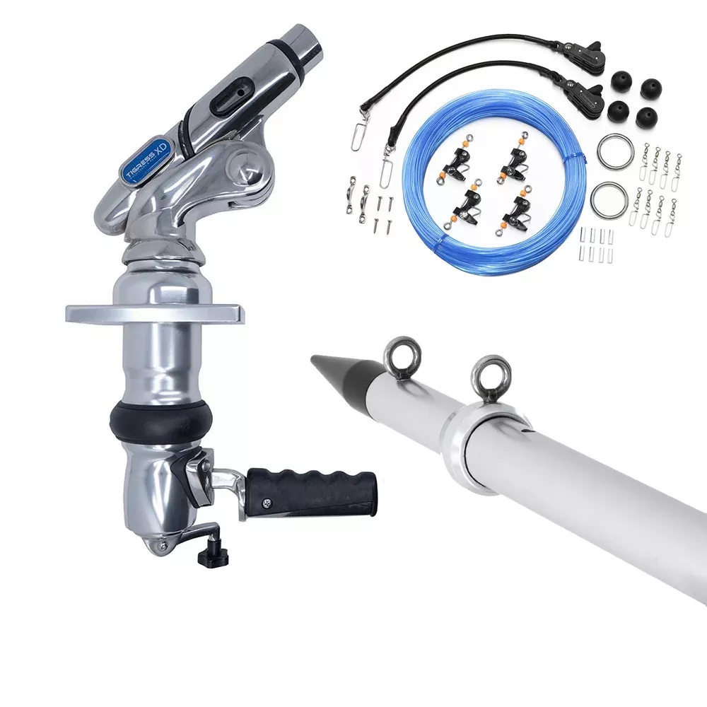 Tigress XD Crank Top Mount System – 18 – Silver Outriggers Pro Series Double Rigging Kit [88825-2]