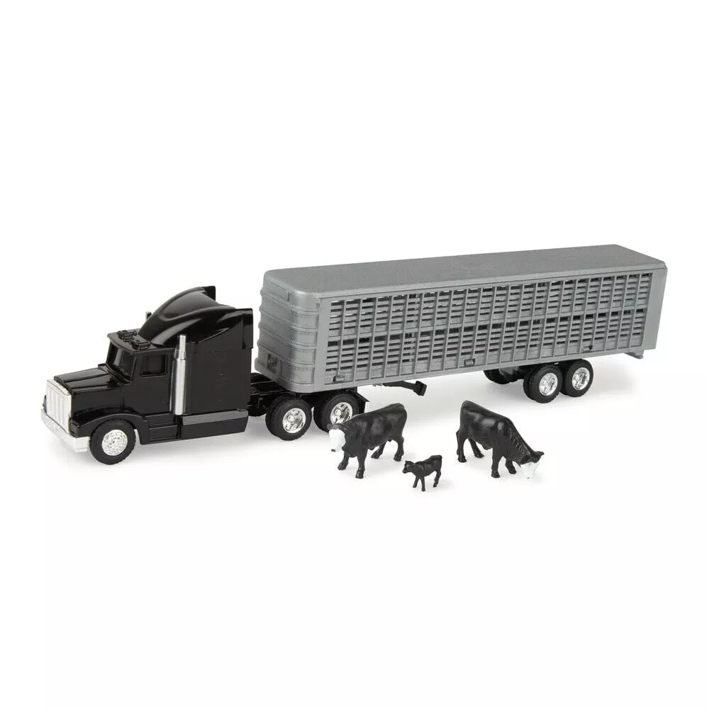 Tomy 1/64 John Deere Livestock Cattle Semi Set #45967