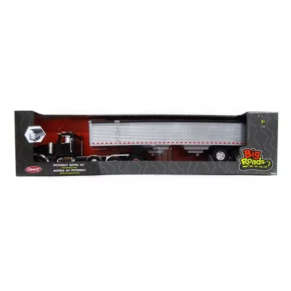 Tomy Big Roads Black Peterbilt Model 367 with Grain Trailer