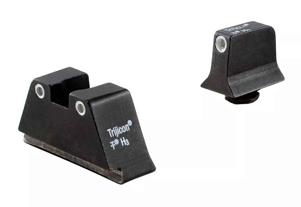 Trijicon Bright & Tough Night Sight Set 3-Dot Suppressor Height Tritium Green with White Outline Front & Rear Black Frame for Most Glock