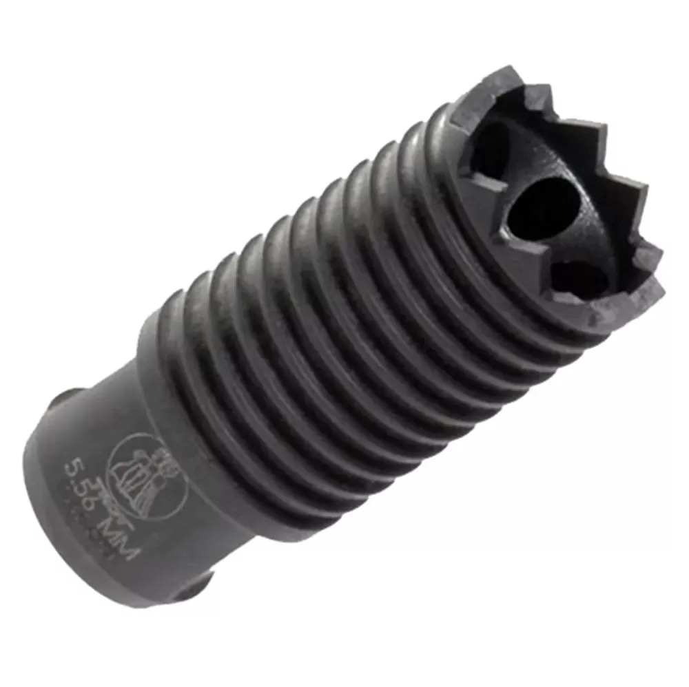 Troy Ind Claymore Muzzle Brake Black Steel with 1/2"-28 tpi Threads & 2.25" OAL for 5.56x45mm NATO AR-Platform