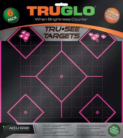 Truglo Tru-see Reactive Target – 5 Daimond 6-pack Pink