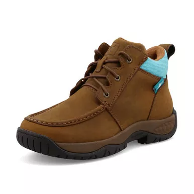 TWISTED X Women's 4in All Around Oiled Saddle/Aruba Blue Work Boot (WAXW001)
