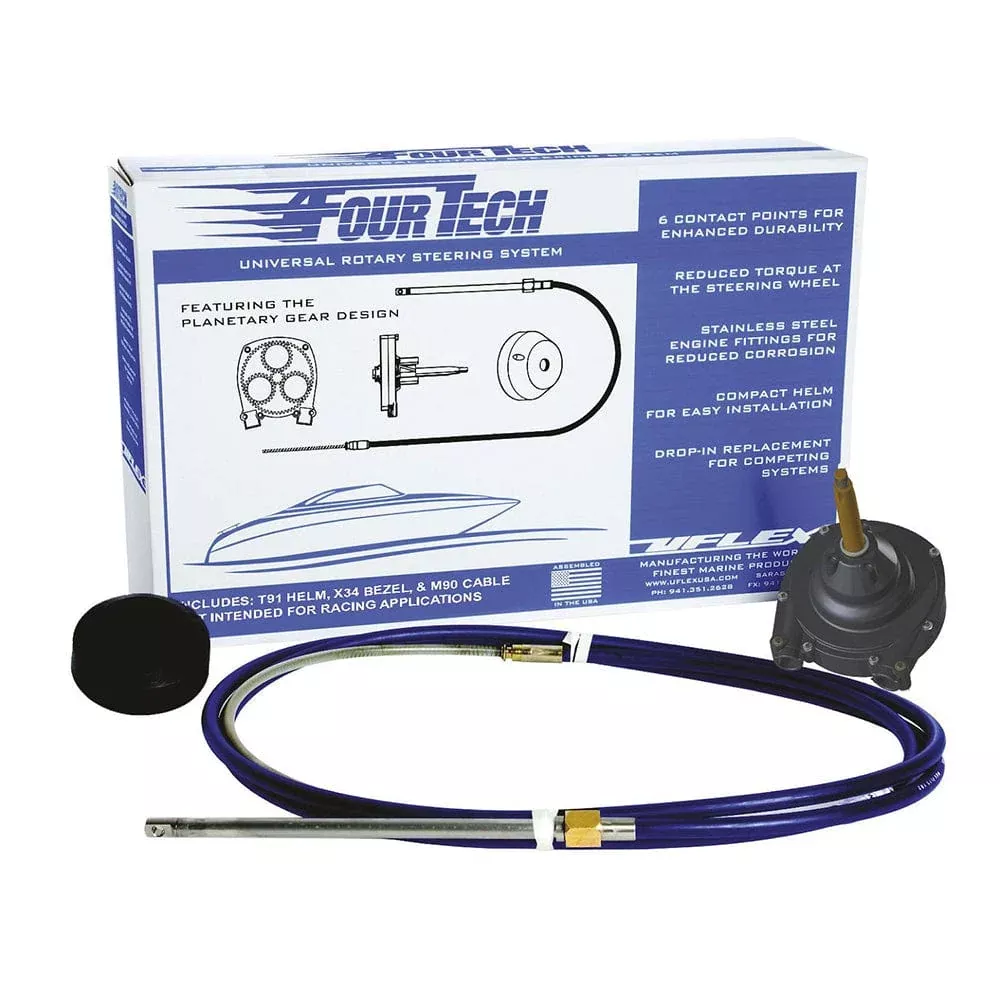 Uflex Fourtech 9′ Mach Rotary Steering System w/Helm, Bezel & Cable
