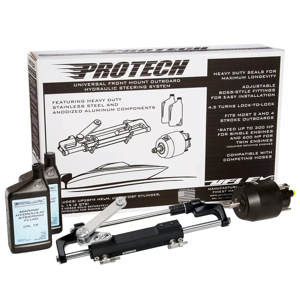 Uflex PROTECH 1.1 Front Mount OB Hydraulic System - Includes UP28 FM Helm, Oil & UC128-TS/1 Cylinder - No HosesPROTECH 1.1 - PROTECH 1.1